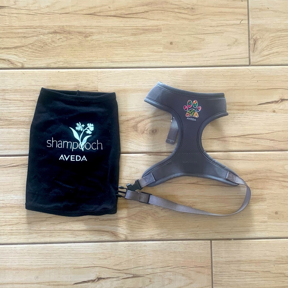 AVEDA limited ed dog harness & tshirt